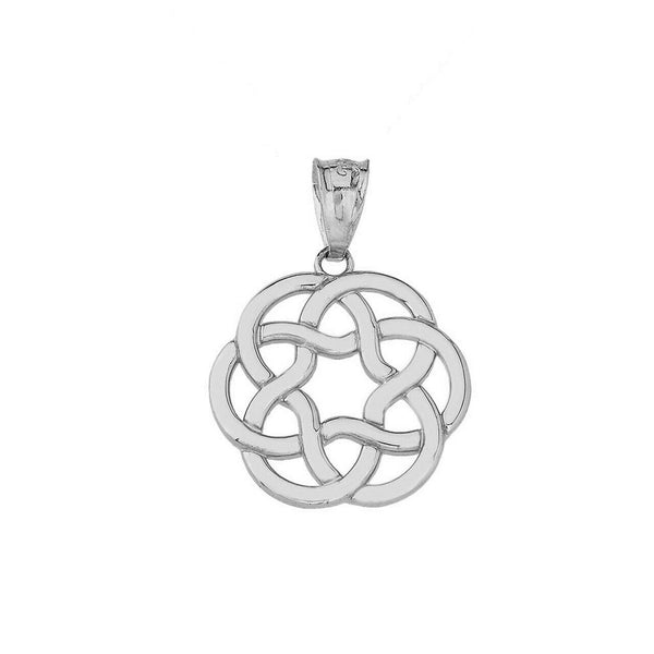 925 Sterling Silver Celtic Knot Flower Eternity Circle Openwork Pendant Necklace