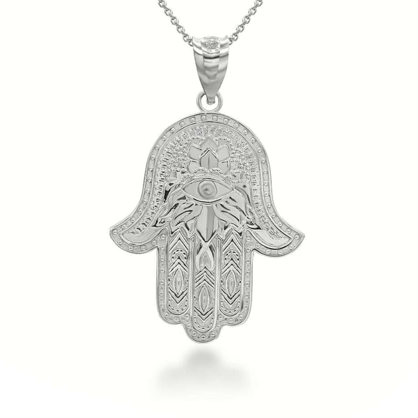 10K Solid Gold All Seeing Eye Hamsa Pendant Necklace