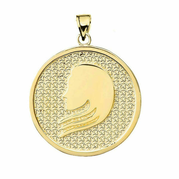 14K Solid Gold Virgo Zodiac Sign Disc Round Pendant Necklace 16" 18" 20" 22"