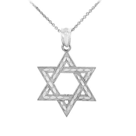 925 Sterling Silver Jewish Star of David Charm Pendant Necklace (S) 1-inch