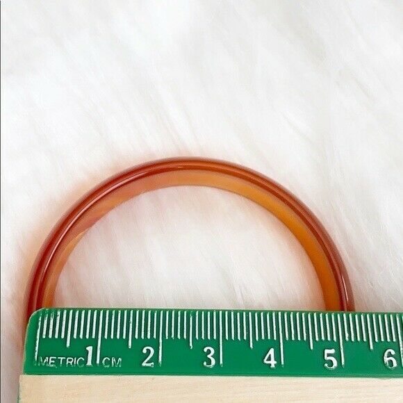 Natural Orange Red White Agate Bangle Inner Diameter 52 mm - D Shape Kid Size
