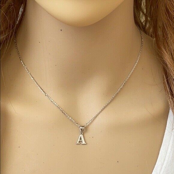 925 Sterling Silver Mini Small Initial Letter A Pendant Necklace 16" 18" 20" 22"