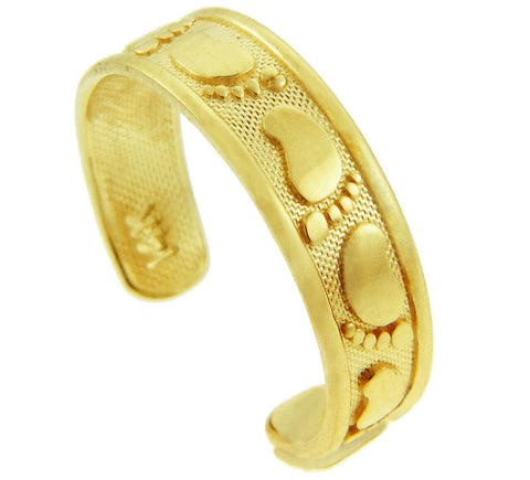 Classy Bigfoot Footprint Design Toe Ring 10K Real Solid Yellow n White Gold