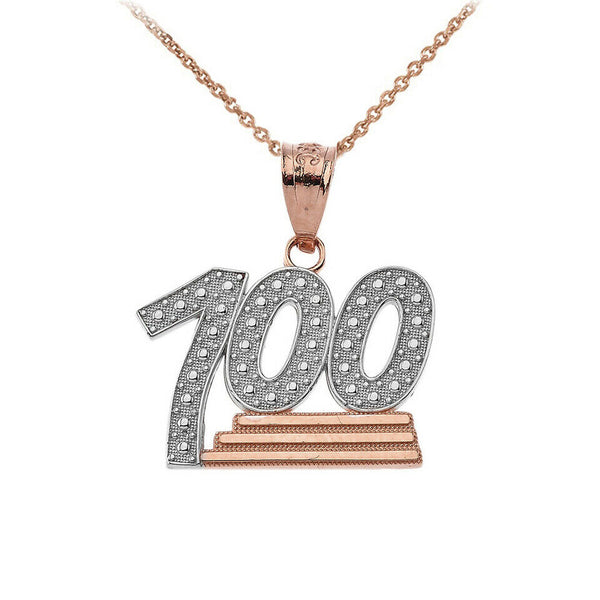 14K Solid Gold Textured 100 Points Emoji Pendant Necklace Pendant Necklace