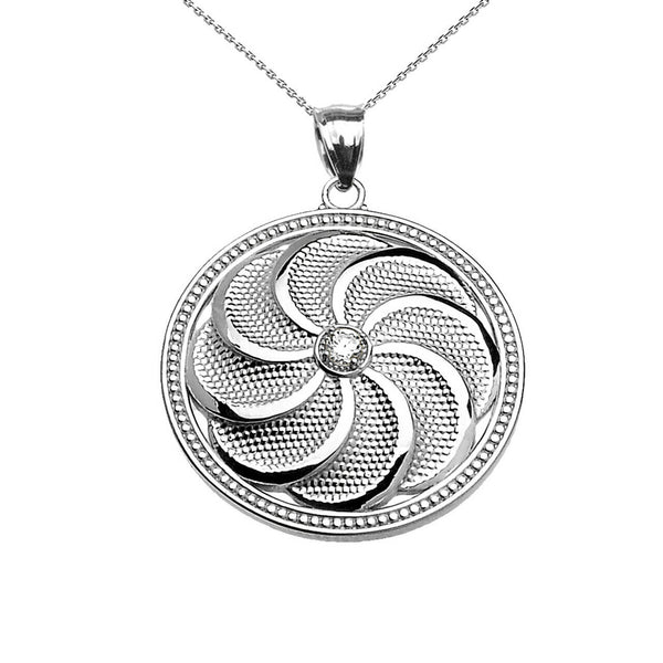 925 Sterling Silver Shield Armenian Eternity CZ Pendant Necklace