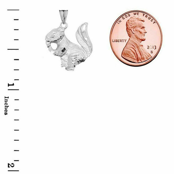 .925 Sterling Silver Squirrel Charm Pendant Necklace