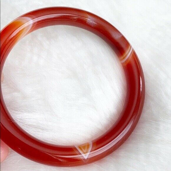NEW Orange Red White Agate Bangle Inner Diameter 58 mm - Round Shape