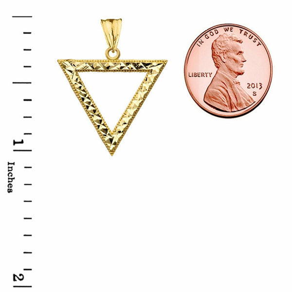 10k Solid Yellow Gold Chic Open Triangle Pendant Necklace