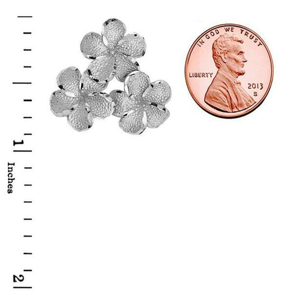 925 Sterling Silver Hawaiian Plumeria Flowers Pendant Necklace Joy Love Spiritua