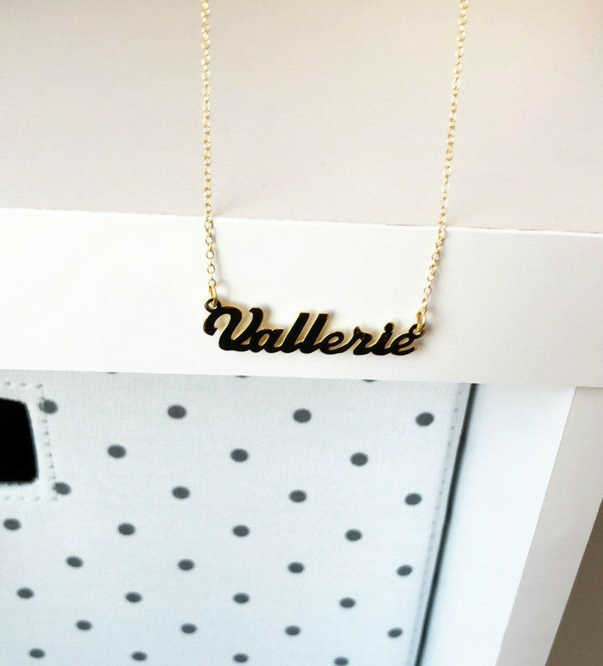 NWT Personalized Gold over Sterling Silver Name Plate Necklace - Vallerie
