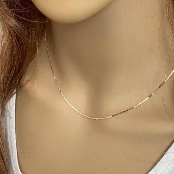 14 k Solid Yellow Real Gold 1.1 mm Mariner Chain Necklace 16",18",20",22"