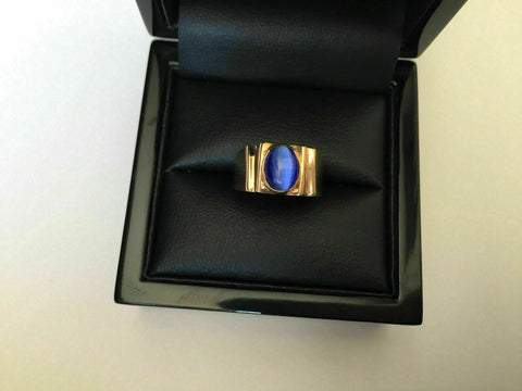 14K Solid Yellow Gold blue kid ring size 6