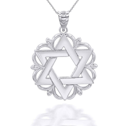 .925 Sterling Silver Star Of David Pendant Necklace