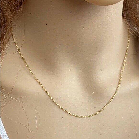 14k Gold Plated Sterling Silver Italy Italian TWISTED SINGAPORE Chain Necklace