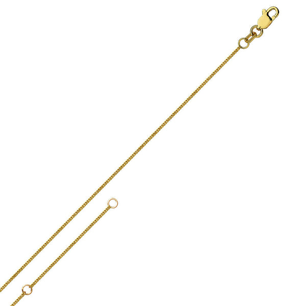 14k Solid Yellow Real Gold 0.9 mm Square Wheat Chain Necklace 16"-18" Adjustable