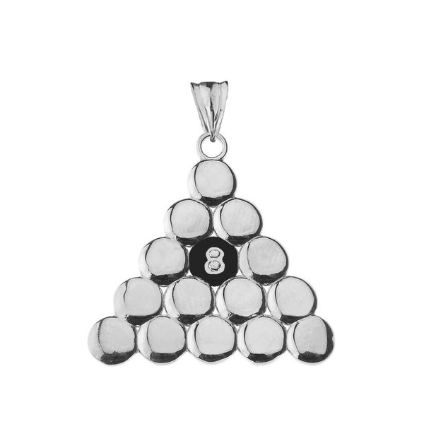 .925 Sterling Silver 8 Ball Pool Pendant Necklace