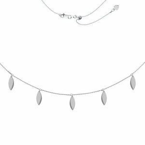 Sterling Silver 925 Fashion Marquise Dangle Drop Adjustable Choker Necklace