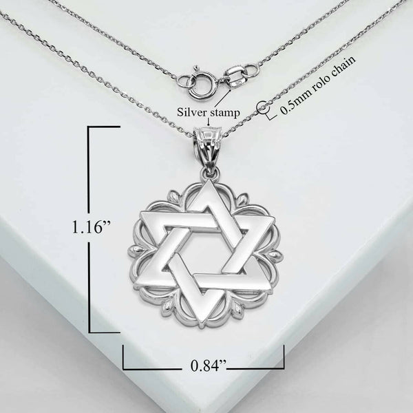 10K Solid Gold Star Of David Pendant Necklace - Yellow, Rose, or White