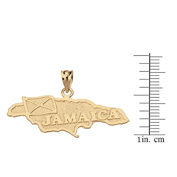 Solid 10k Yellow Gold Jamaica Map Pendant Necklace 16" 18" 20" 22"