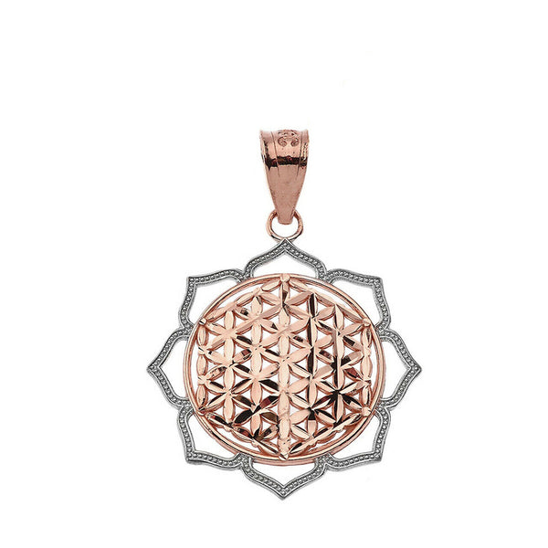 10K Solid Gold Symmetrical Circle of Life Pendant Necklace