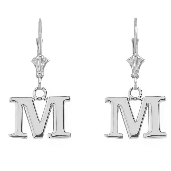 Sterling Silver Initial Earrings B,D,P,G,W,E,V,J,N,M,S,T Made in USA Any Letter