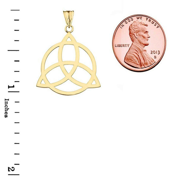 14k Solid Gold Trinity Knot Circle of Life Silhouette Pendant Necklace