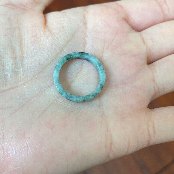 Flat Natual Jade Band Ring Size 6.5 - Unisex Width 3mm