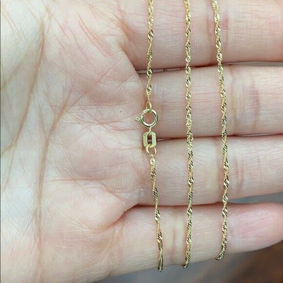 14 k Solid Yellow Real Gold 1.2 mm Singapore Chain Necklace 16",18",20" 24"