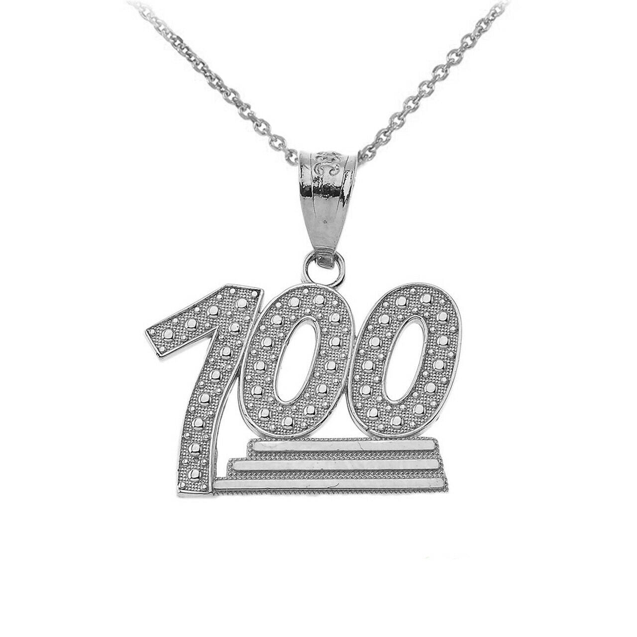 925 Sterling Silver Textured 100 Points Emoji Pendant Necklace