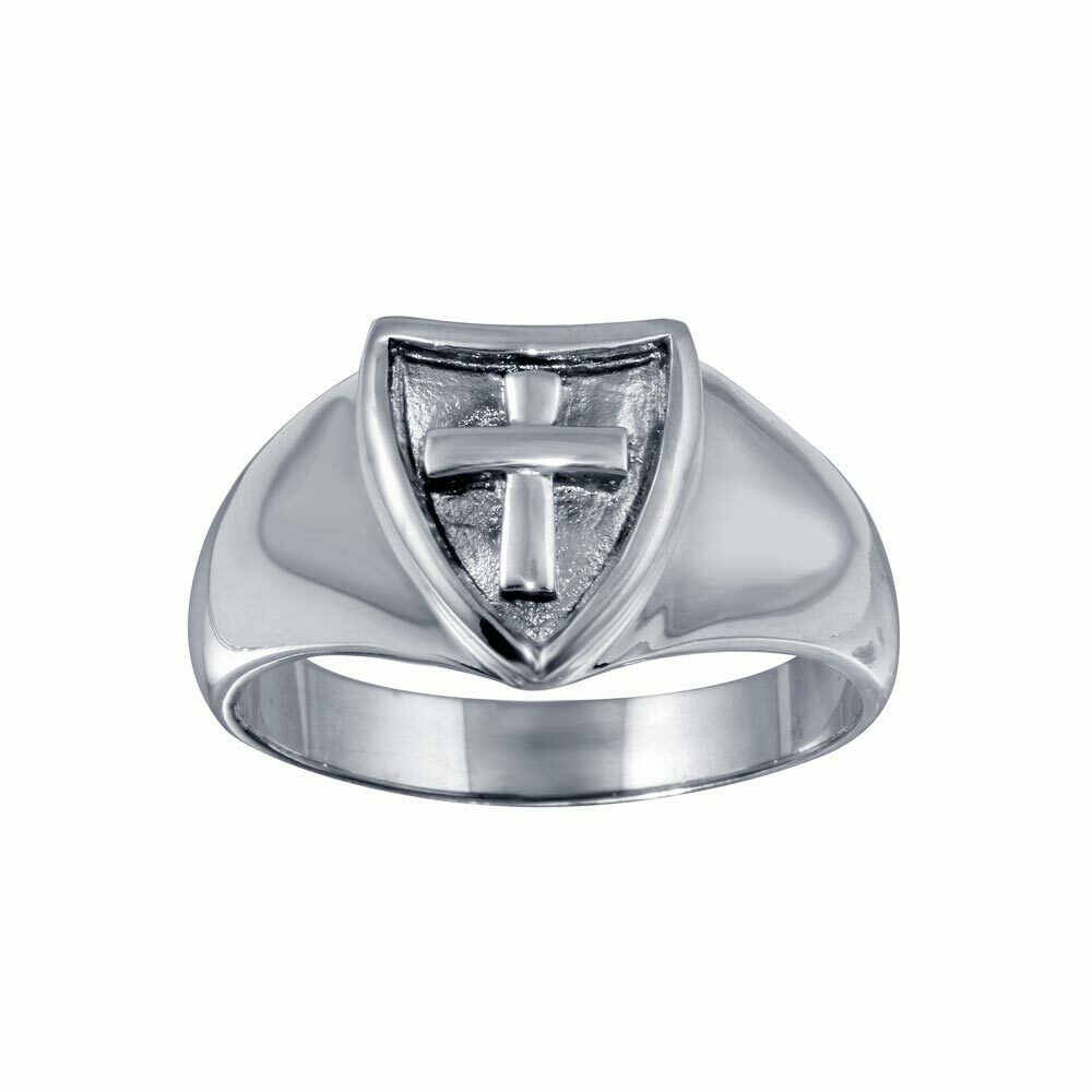 925 Sterling Silver Shield Cross Ring Unisex 7,8,9,10,11,12,13