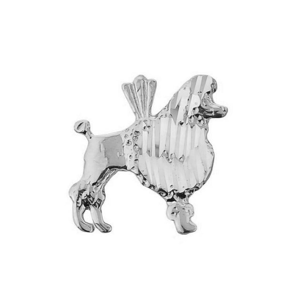 925 Sterling Silver Diamond Cut Poodle Charm Pendant Necklace