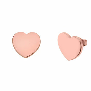 14k Solid Rose Gold Plain Simple Small Heart Stud Earrings