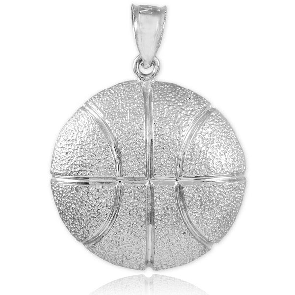 Fine 925 Sterling Silver Basketball Sports Pendant Necklace - Made in USA