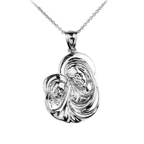 925 Sterling Silver Holy Mother and Child Religious Pendant Necklace