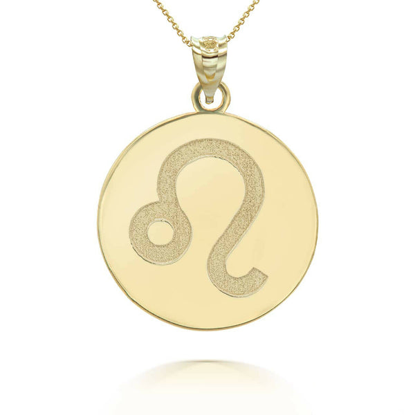 Personalized Name 10k 14k Solid Gold Zodiac Sign Leo Pendant Necklace