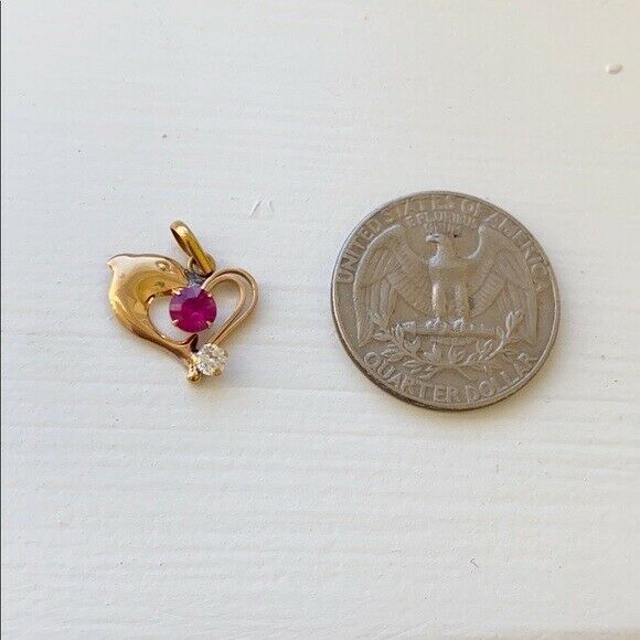 14K Solid Yellow Gold Mini Dolphin Pendant Dainty Necklace 16"-18" Adjustable