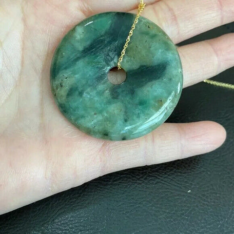 Large Round Donut Jade Natural Eternity Circle of Love Life Pendant Doughnut