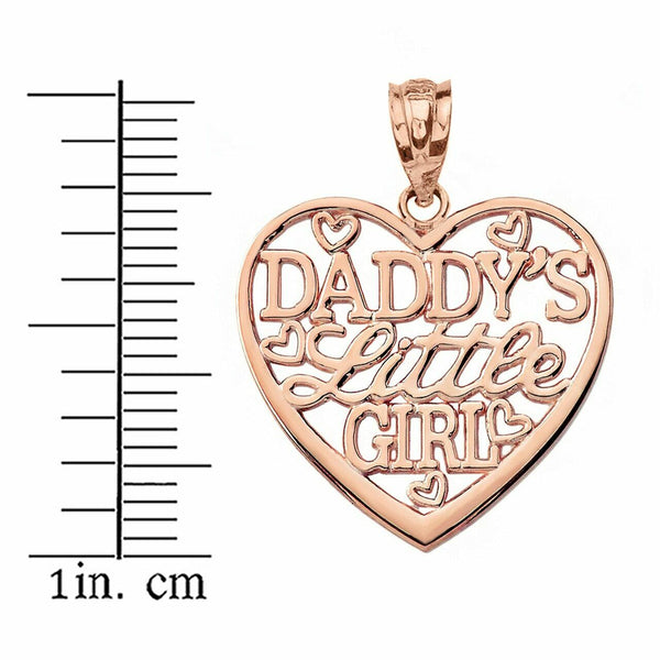 10k Real Solid Rose Gold Daddy's Little Girl Heart Pendant Necklace