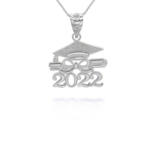 .925 Sterling Silver Class of 2022 Graduation Diploma Cap Pendant Necklace