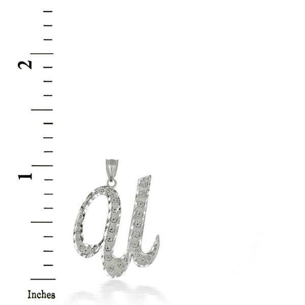 925 Sterling Silver Cursive Initial Letter U Pendant Necklace