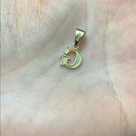 10k Solid Real Yellow Gold Small Mini Initial Letter G Pendant Necklace