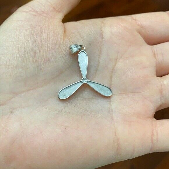 Polished Fine .925 Sterling Silver Airplane Propeller Pendant Necklace 16"-22"