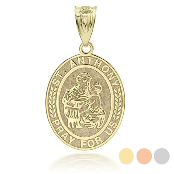 Personalized Name 10k 14k Gold St Anthony Of Padua Pray for Us Pendant Necklace