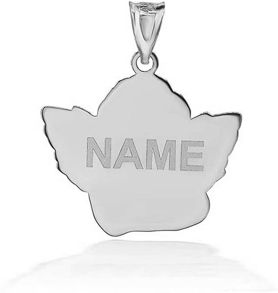 Personalized Name Sterling Silver Cherub Guardian Angel Pendant Necklace