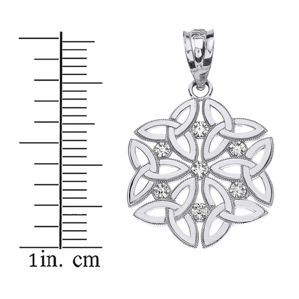 925 Sterling Silver Triquetra Celtic Dara Endless Knot Pendant Necklace