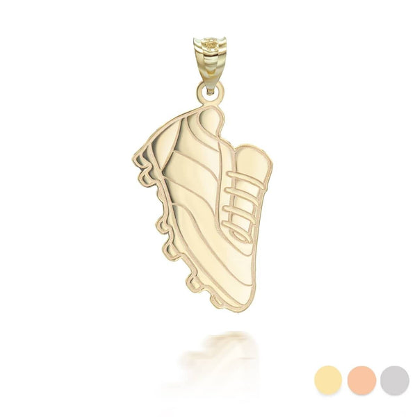 Personalize Name 10k 14k Solid Gold Football Soccer Cleats Pendant Necklace