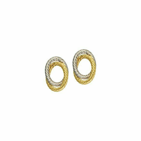14k Solid Gold Two Tone Rope Design Loveknot Love-Knot Earrings 16 x 11 mm