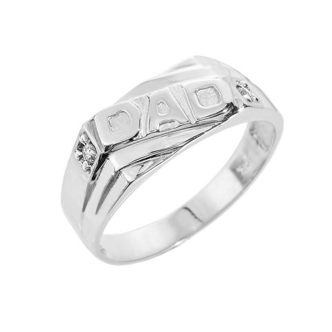 925 Sterling Silver Men's Diamonds "DAD" Ring All / Any Size -  Father's Day