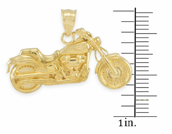 10k Yellow Gold Motorcycle Chopper Custom Harley Bike Davidson Pendant
