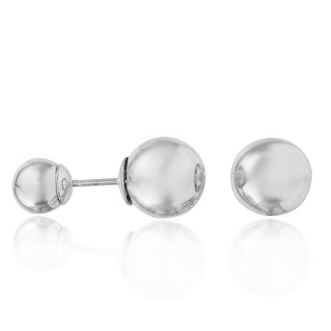 NWT Sterling Silver 925 Rhodium Plated Ball Stud Earrings - 0979 2 ways to wear